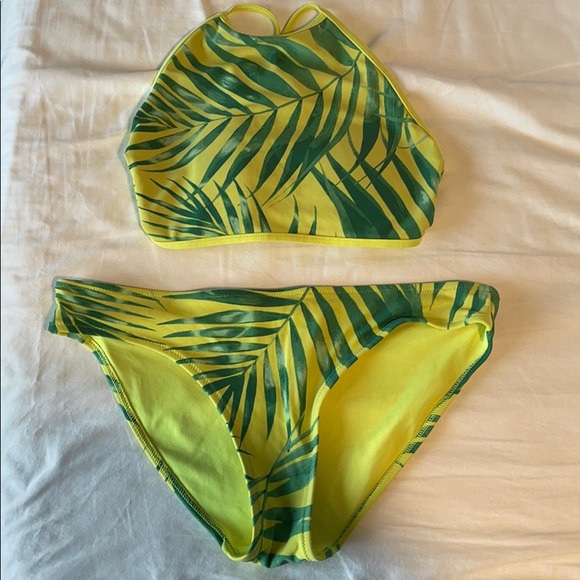 Aerie Palm Leaf Patterned High Neck Bikini - Picture 1 of 5